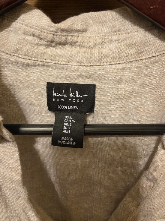 Nicole Miller Tops - Nicole Miller Men’s Casual Linen Button-Down Shirt in Beige